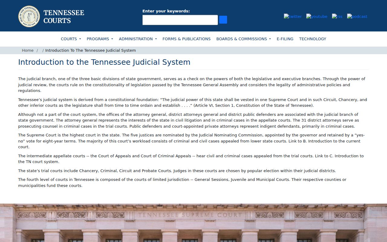 Loudon County active warrant records, Tennessee court hierarchy