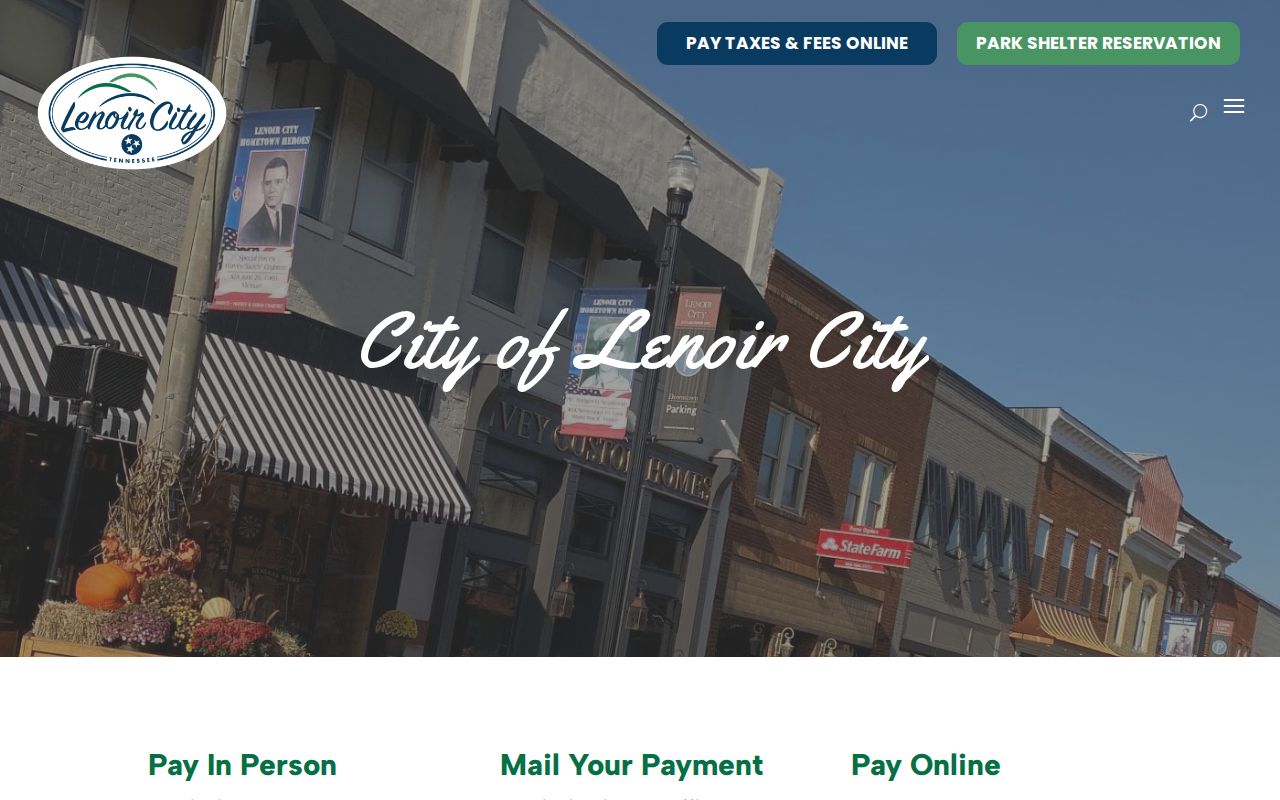 Lenoir City official payment page describing municipal court payment methods