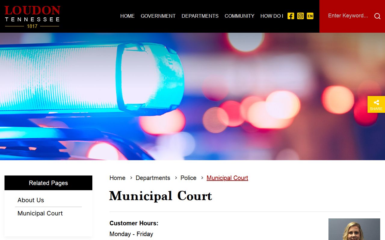 City of Loudon official municipal court contact and payment page