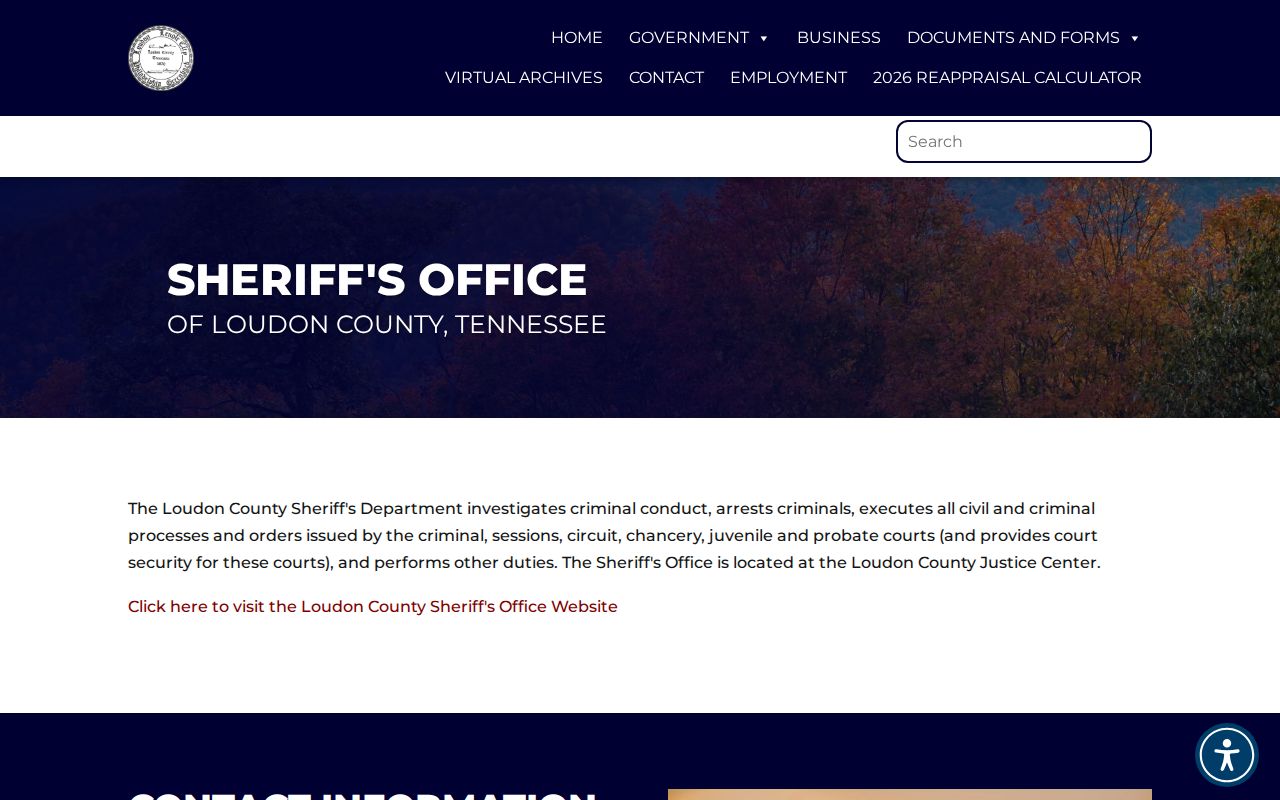 Loudon County warrant service, county sheriff office information